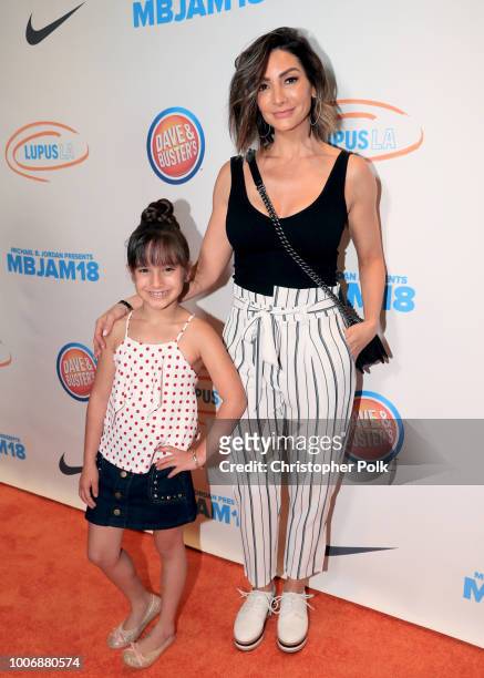 Gia Francesca Lopez and Courtney Laine Mazza attends Lupus LA's MBJAM presented by Michael B. Jordan at Dave & Buster's on July 28, 2018 in Los...