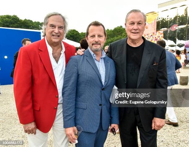 Stewart F. Lane, Rob Ashford and Robert Wilson attend Time Bomb: The 25th Annual Watermill Center Summer Benefit at The Watermill Center on July 28,...