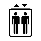 Elevator sign. Black isolated symbol for elevator. Simple design.