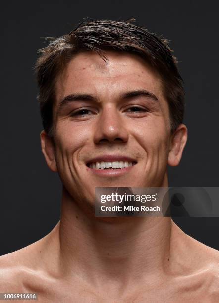 Alexander Hernandez poses for a portrait backstage after his victory over Olivier Aubin-Mercier during the UFC Fight Night event at Scotiabank...