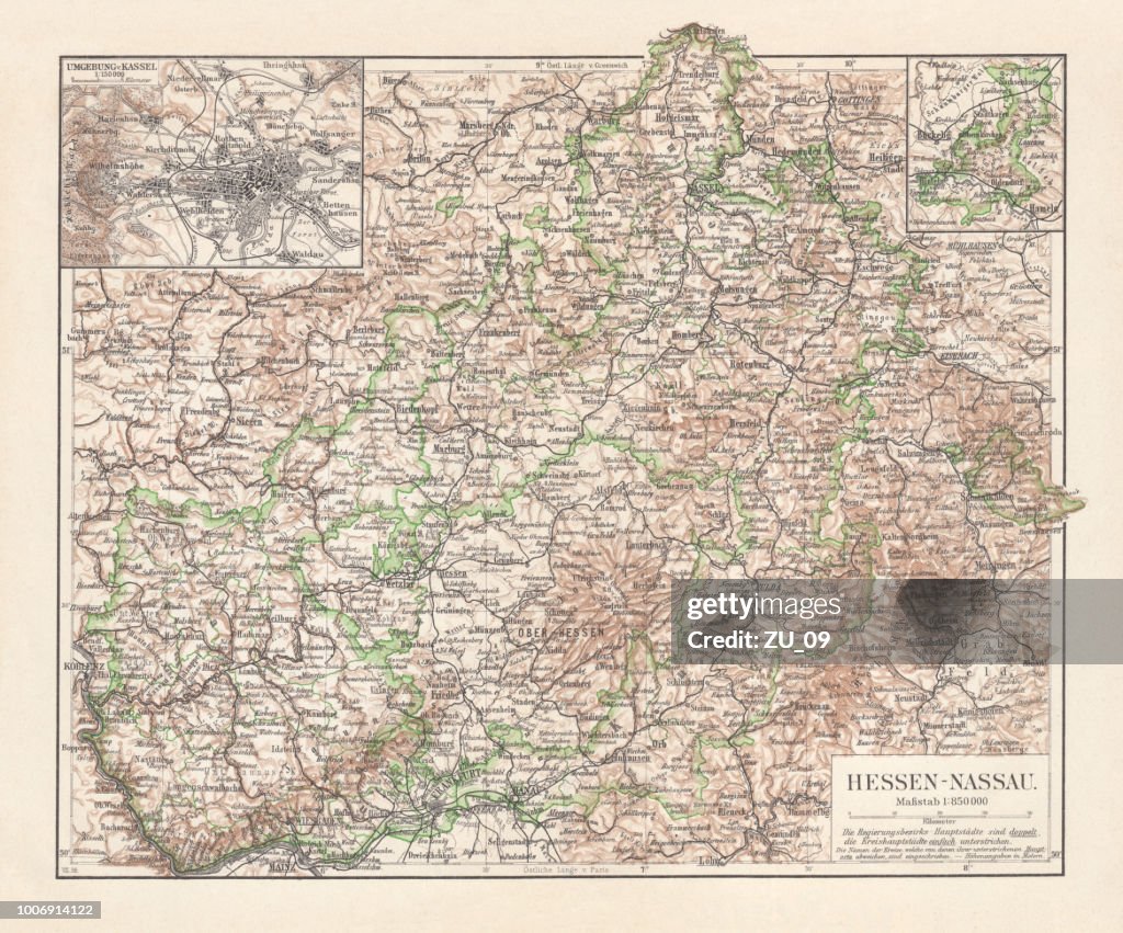 Prussian province Hesse and Nassau (1868-1944), Germany, lithograph, published 1897