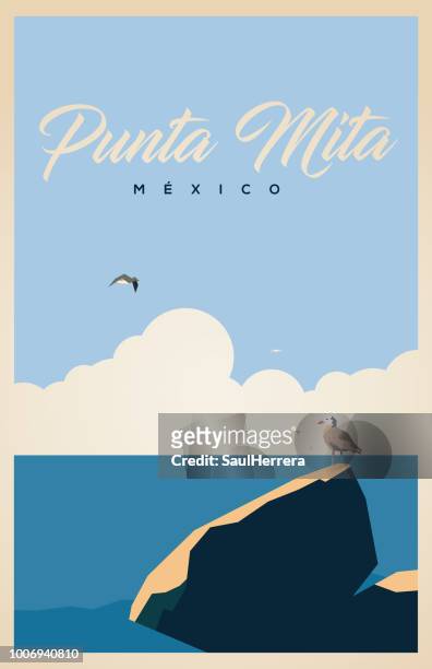 stockillustraties, clipart, cartoons en iconen met punta mita, nayarit mexico. - gulf of mexico oil rig