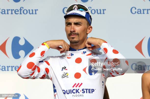 Julian Alaphilippe of France and Quick Step Floors retains the polka dot jersey of best climber following stage 18 of Le Tour de France 2018 between...