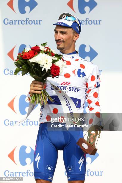 Julian Alaphilippe of France and Quick Step Floors retains the polka dot jersey of best climber following stage 18 of Le Tour de France 2018 between...