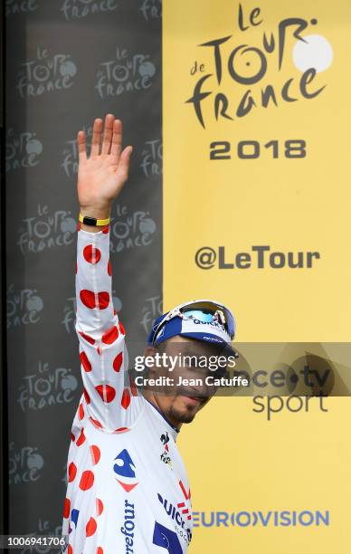 Julian Alaphilippe of France and Quick Step Floors retains the polka dot jersey of best climber following stage 18 of Le Tour de France 2018 between...