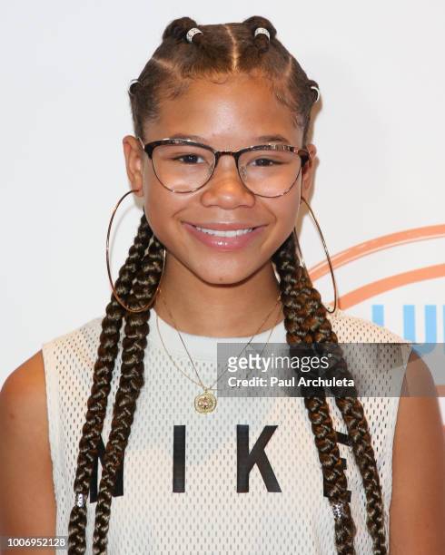 Actress Storm Reid attends the 2nd annual MBJAM18 presented by Michael B. Jordan and Lupus LA at Dave & Buster's on July 28, 2018 in Los Angeles,...