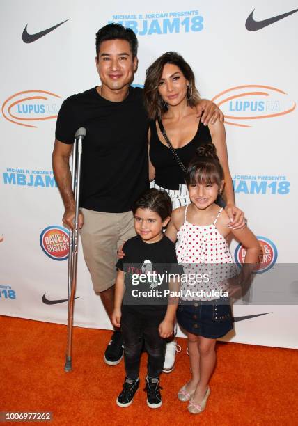 Mario Lopez, Courtney Laine Mazza, Dominic Lopez and Gia Francesca Lopez attend the 2nd annual MBJAM18 presented by Michael B. Jordan and Lupus LA at...