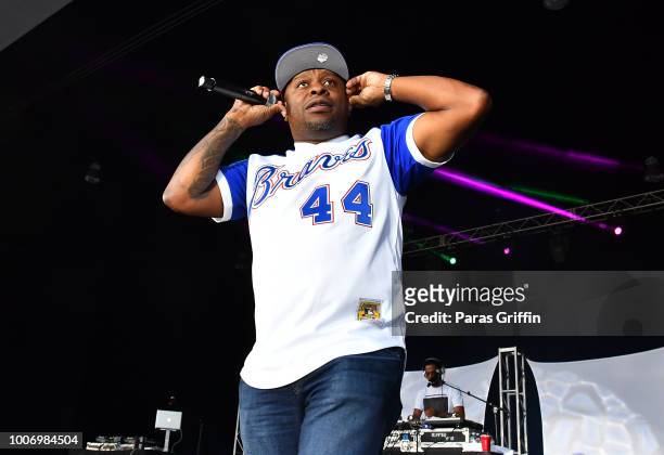Rapper Scarface performs onstage during "The Legends of Hip-Hop" concert at Wolf Creek Amphitheater on July 28, 2018 in Atlanta, Georgia.