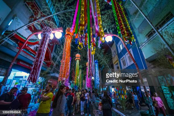 People take part at Tanabata Festival on 29 July 2017 in Sao Paulo, Brazil. The Tanabata Matsuri or Star Festival is a festival that usually takes...