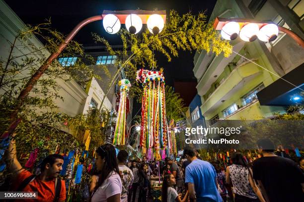 People take part at Tanabata Festival on 29 July 2017 in Sao Paulo, Brazil. The Tanabata Matsuri or Star Festival is a festival that usually takes...