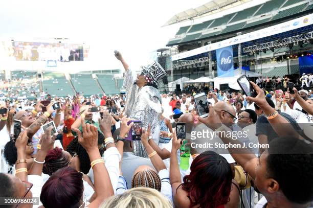 Bootsy Collins performs at Paul Brown Stadium on July 28, 2018 in Cincinnati, Ohio.
