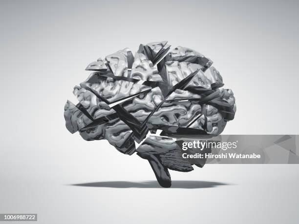 broken metal brain - dementia test stock pictures, royalty-free photos & images