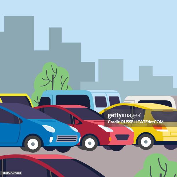 congested parking lot - australian street stock illustrations