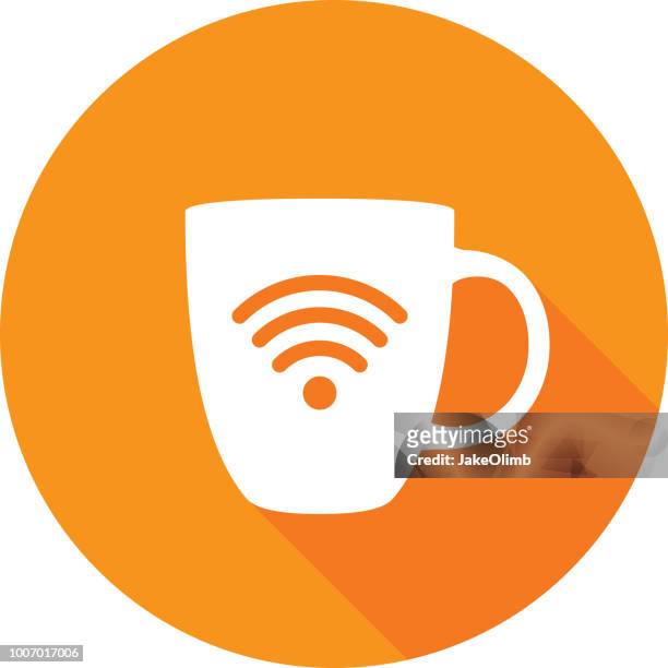 coffee mug wifi icon 2 - nfc icon stock illustrations