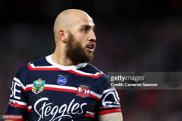 Blake Ferguson of the Roosters looks on during the round 20 NRL match between the Sydney Roosters and the St George Illawarra Dragons at Allianz...