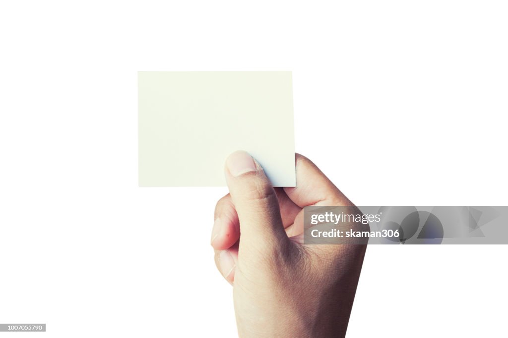 Hand holding notepad isolated