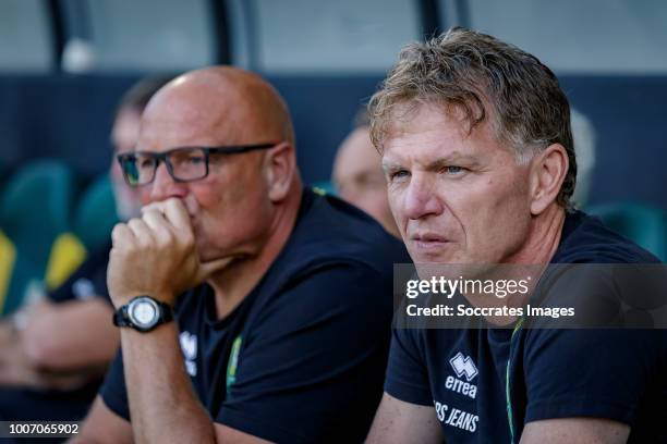 Assistant coach Dirk Heesen of ADO Den Haag, coach Alfons Groenendijk of ADO Den Haag during the Club Friendly match between ADO Den Haag v...