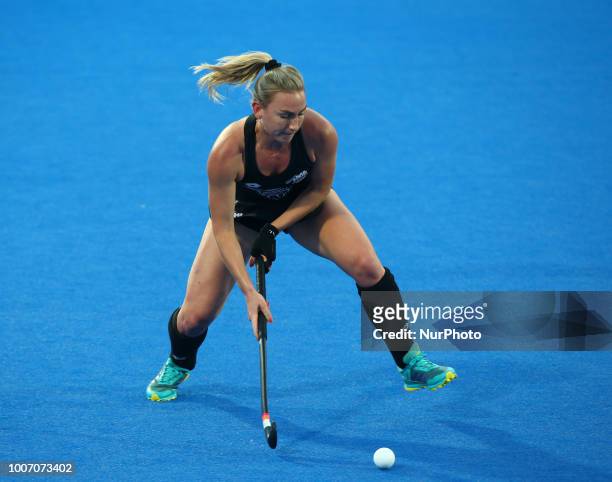 Liz of New Zealand in action during FIH Hockey Women's World Cup 2018 Day Seven match Pool D game 20 between Australia and New Zealand at Lee Valley...