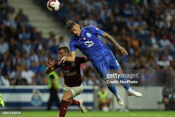 Porto's Brazilian forward Soares in action during the Official Presentation of the FC Porto Team 2018/19 match between FC Porto and Newcastle, at...