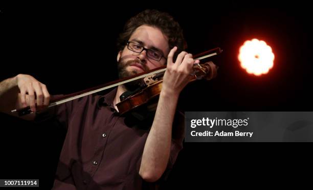 Daniel Fuchs of the band Siach HaSadeh performs during a concert at Yiddish Summer Weimar on July 28, 2018 in Weimar, Germany. The annual four-week...