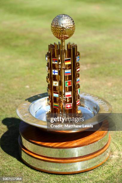 General View of the European Open trophy during the final round of the Porsche European Open at Green Eagle Golf Course on July 29, 2018 in Hamburg,...