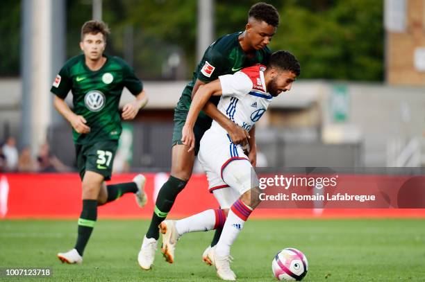 Yacine Fekir of Lyon during the friendly match between Olympique Lyonnais and Wolfsburg at Stade Marcel-Verchere on July 28, 2018 in Bourg-en-Bresse,...