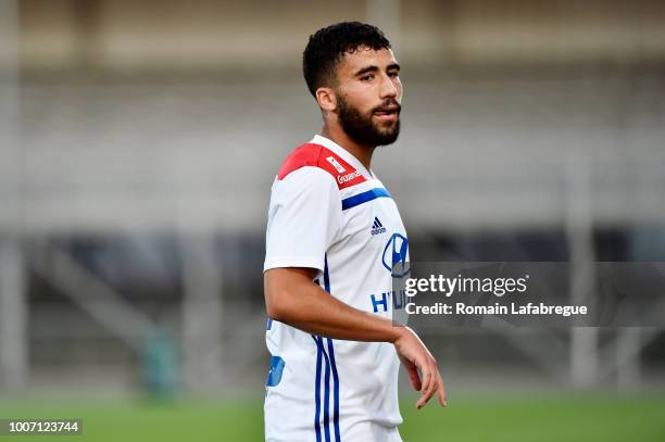Yacine Fekir of Lyon during the friendly match between Olympique Lyonnais and Wolfsburg at Stade Marcel-Verchere on July 28, 2018 in Bourg-en-Bresse,...