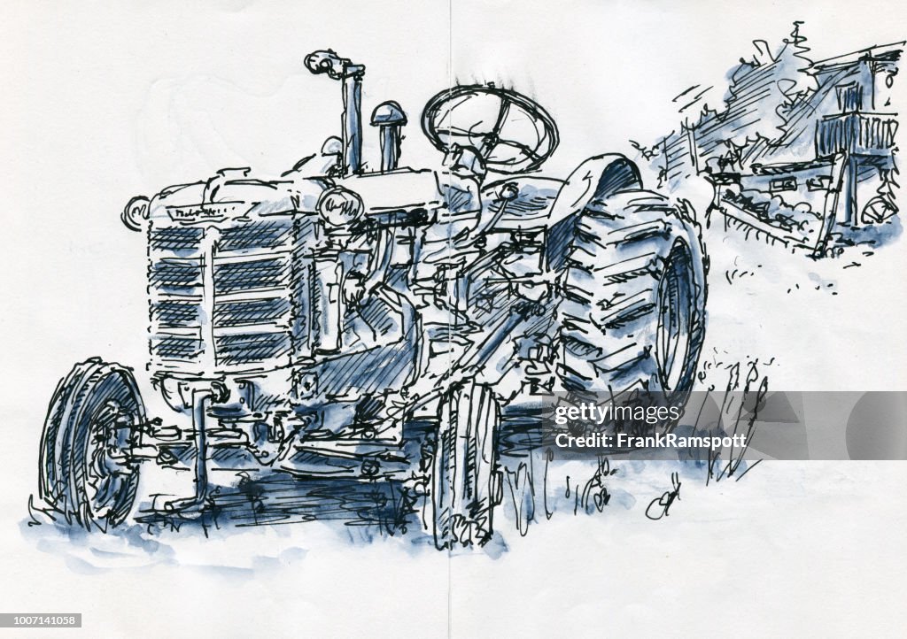 Tractor Rust Draw Antique Tractor Drawing