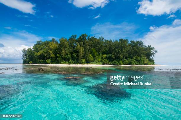 turquoise water and a white beach on christmas island, buka, bougainville, papua new guinea, pacific - christmas island stock pictures, royalty-free photos & images