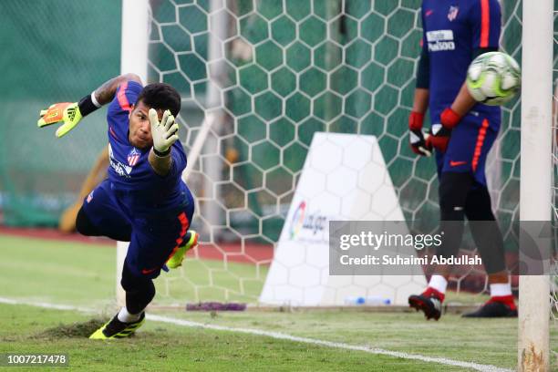 Alejandro Dos Santos of Atletico Madrid in action during training ahead of the International Champions Cup match between Paris Saint Germain and...