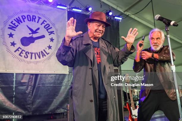 Richard "Cheech" Marin and Tommy Chong "Cheech and Chong" perform during the Newport Folk Festival 2018 at Fort Adams State Park on July 28, 2018 in...