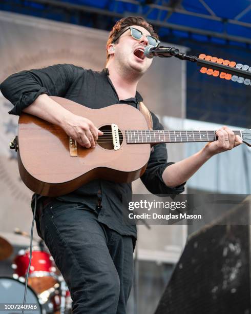 Marcus Mumford of Mumford and Sons performs during the Newport Folk Festival 2018 at Fort Adams State Park on July 28, 2018 in Newport, Rhode Island.