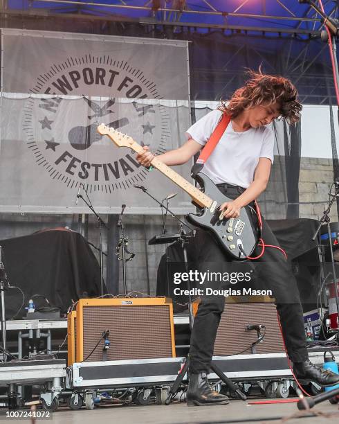 Courtney Barnett performs during the Newport Folk Festival 2018 at Fort Adams State Park on July 28, 2018 in Newport, Rhode Island.