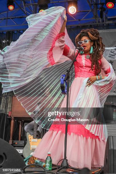 Valerie June performs during the Newport Folk Festival 2018 at Fort Adams State Park on July 28, 2018 in Newport, Rhode Island.