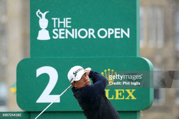 Prayed Marksaeng of Thailand in action during the final round of the Senior Open presented by Rolex played at The Old Course on July 29, 2018 in St....
