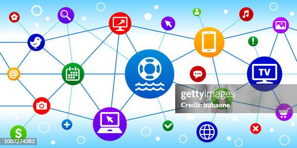 life saver internet communication technology triangular node pattern background - phone wireframe stock illustrations