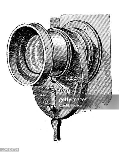 antique scientific engraving illustration: camera shutter lens - shutter stock illustrations