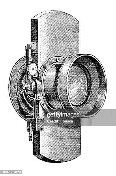 antique scientific engraving illustration: camera shutter lens - vintage camera stock illustrations