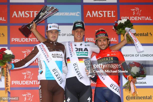 Podium / Pascal Ackerman of Germany and Team Bora-Hansgrohe / Alexis Gougeard of France and Team AG2R La Mondiale Most Combative Rider / Manuele...
