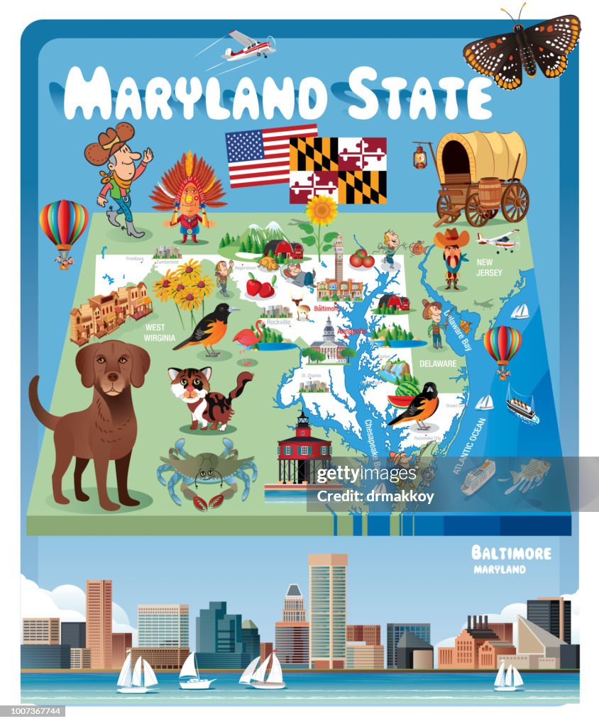 Cartoon map of MARYLAND