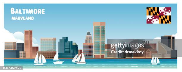 stockillustraties, clipart, cartoons en iconen met baltimore skyline - baltimore maryland