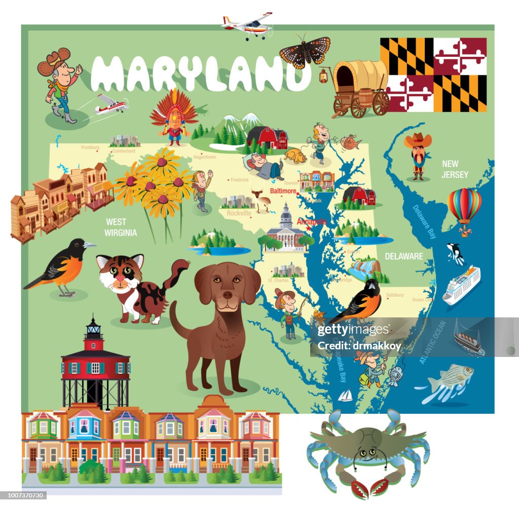 Vector Cartoon map of MARYLAND