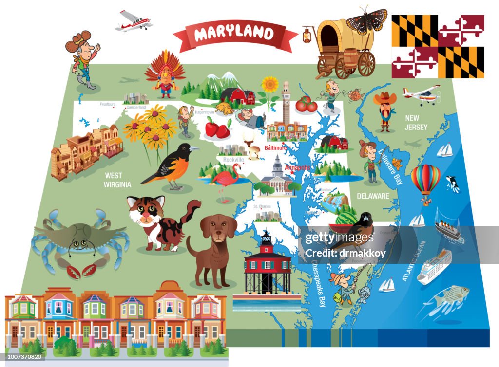 Vector Cartoon map of MARYLAND
