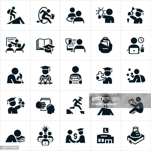 ilustraciones, imágenes clip art, dibujos animados e iconos de stock de iconos de educación de la universidad - professor