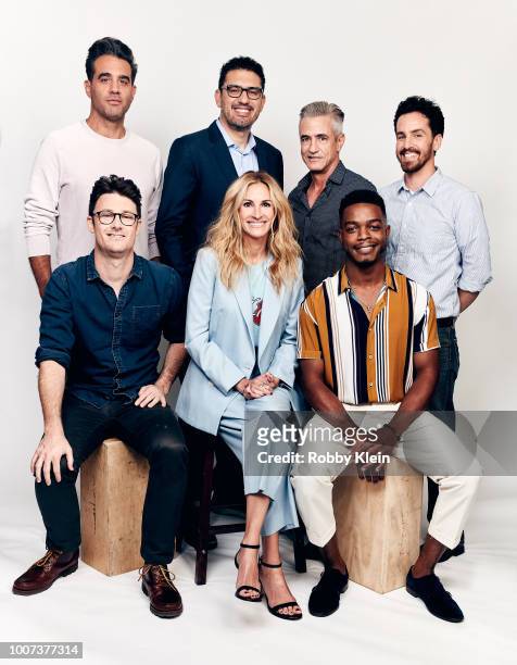Bobby Cannavale, Micah Bloomberg, Sam Esmail, Julia Roberts, Dermot Mulroney, Stephan James and Eli Horowitz of Amazon's 'Homecoming' pose for a...