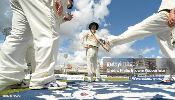Australia's captain Michael Clarke prepares to lead his team on to the field after the lunch break on day one of the 4th Ashes Test match between...