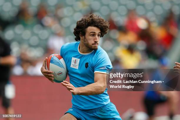Diego Ardao of Uruguay in action against Hong Kong on day three of the Rugby World Cup Sevens at AT&T Park on July 22, 2018 in San Francisco,...