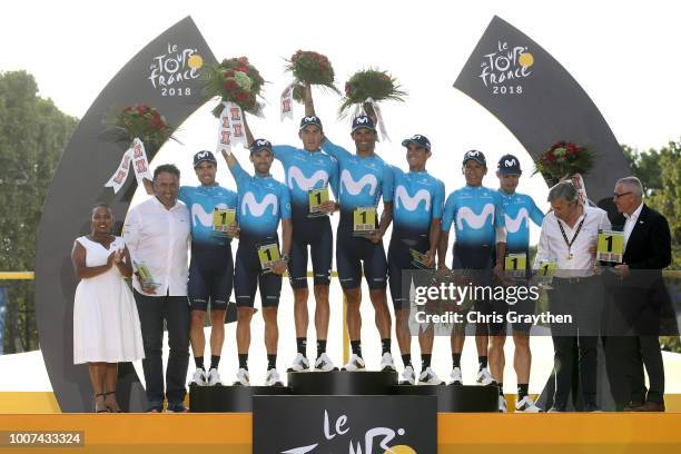 Podium / Nairo Quintana of Colombia / Andrey Amador of Costa Rica / Daniele Bennati of Italy / Imanol Erviti of Spain / Mikel Landa of Spain / Marc...