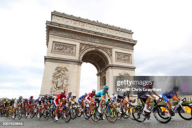 Arnaud Demare of France and Team Groupama FDJ / Bob Jungels of Luxembourg and Team Quick-Step Floors / Laurens Ten Dam of The Netherlands and Team...