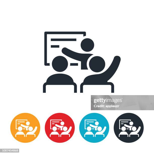 ilustrações de stock, clip art, desenhos animados e ícones de teacher with students icon - teacher